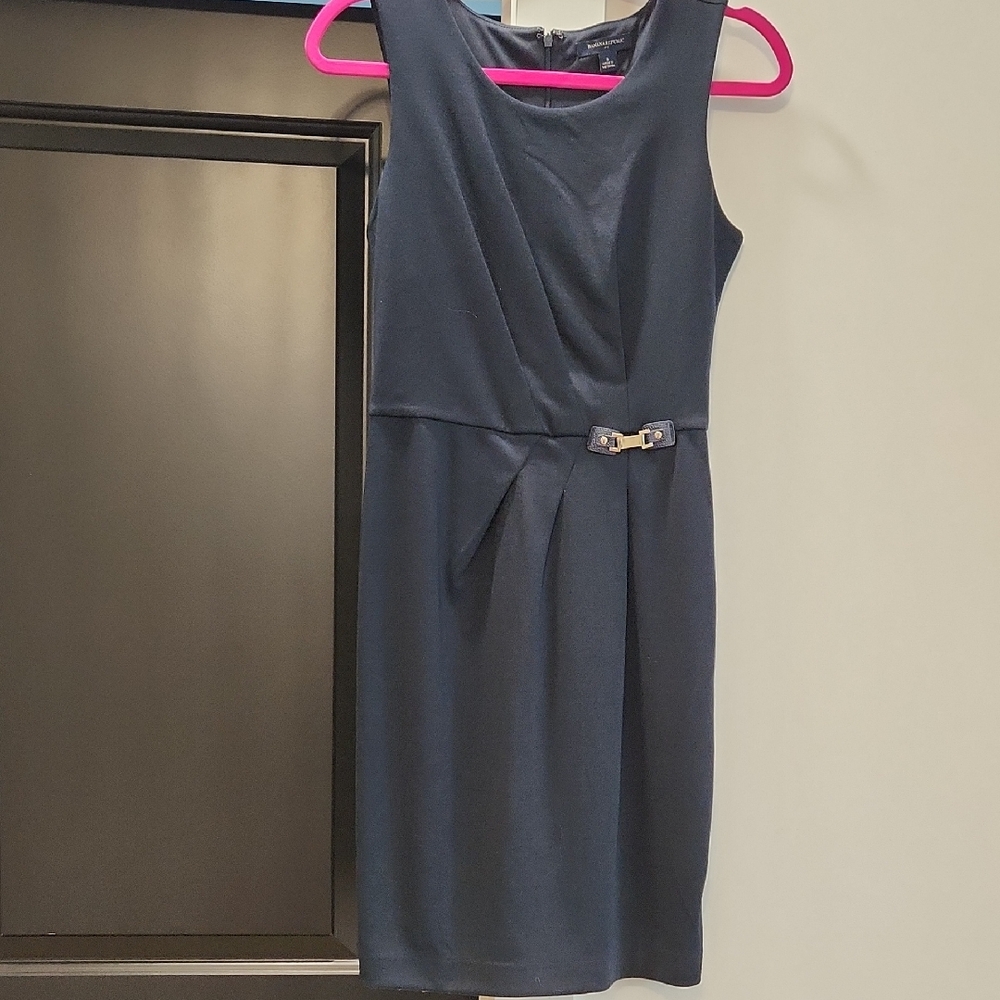 Banana Republic Navy Sleeveless Sheath Dress with Waist Buckle